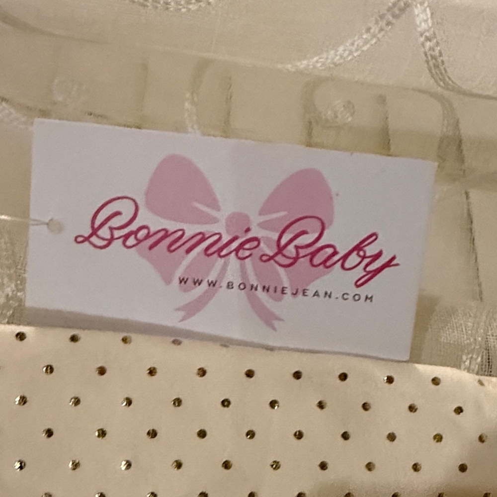 NWT!Bonnie Baby Cream and Gold Polka Dot Outfit with pumpkin in the center - Picture 3 of 7